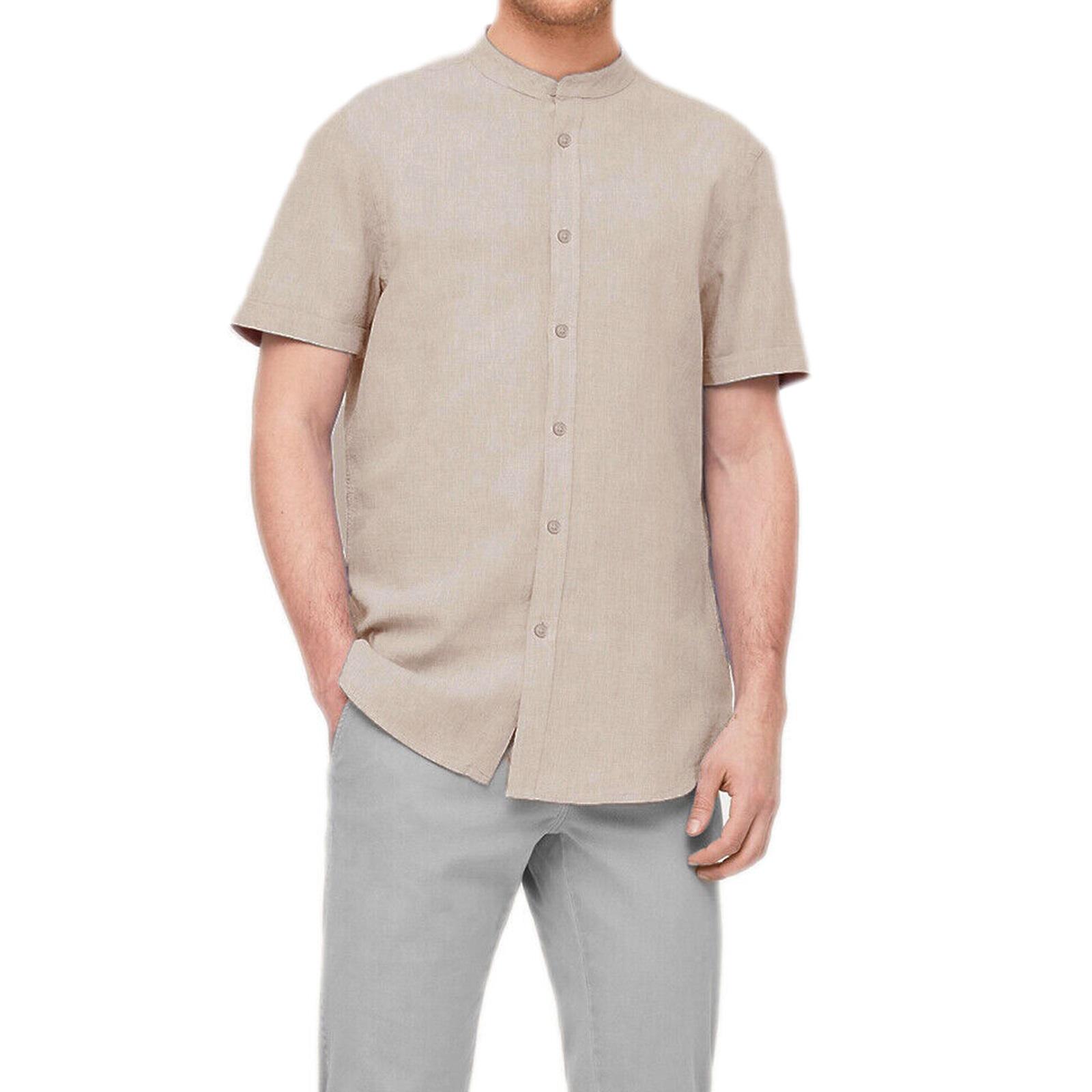 Camicia Misto Lino Coreana mezza manica 